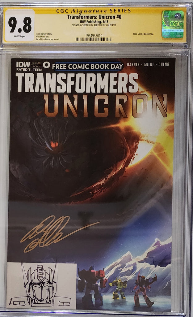 TRANSFORMERS UNICRON #0 SIGNED WITH OPTIMUS PRIME SKETCH CGC 9.8