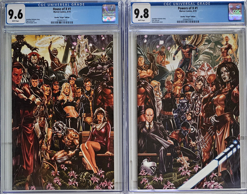 HOUSE OF X #1 CGC 9.6 & POWERS OF X #1 CGC 9.8 - 1:500 MARK BROOKS VIRGIN CONNECTING VARIANT SET