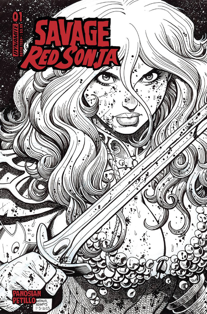 SAVAGE RED SONJA #1 - 1:10 ART ADAMS LINE ART VARIANT