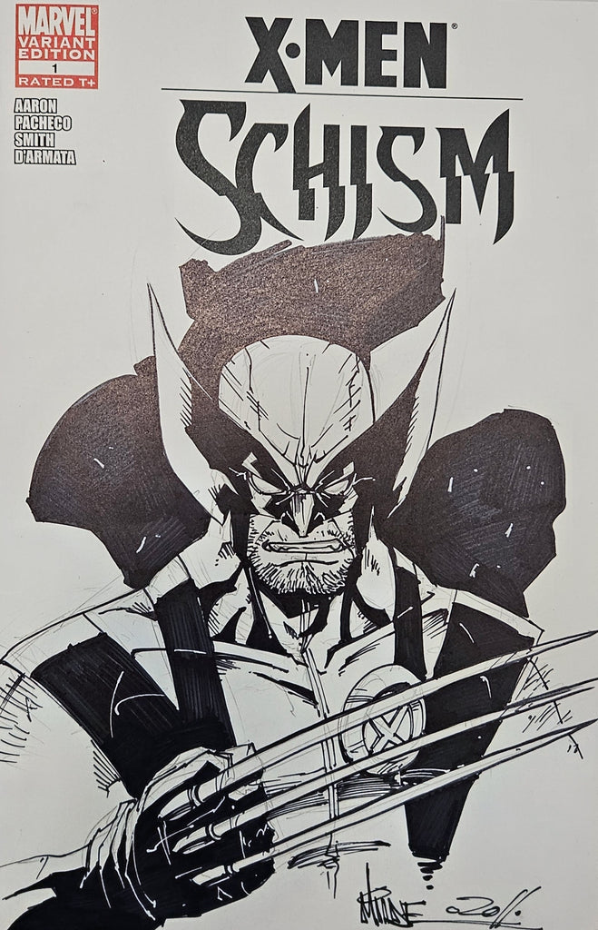 WOLVERINE SKETCH BY ALEX MILNE - ON X-MEN SCHISM #1 BLANK VARIANT COVER