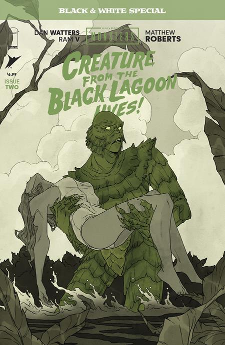 UNIVERSAL MONSTERS CREATURE FROM THE BLACK LAGOON LIVES BLACK & WHITE SPECIAL #2 (OF 2) CVR B ABIGAIL LARSON VARIANT