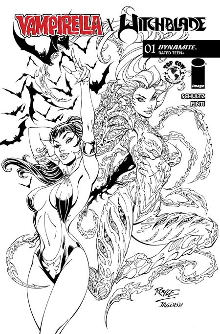 VAMPIRELLA X WITCHBLADE SPECIAL #1 - 1:7 JOHN ROYLE LINE ART VARIANT
