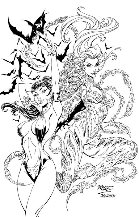 VAMPIRELLA X WITCHBLADE SPECIAL #1 - 1:10 JOHN ROYLE LINE ART VIRGIN VARIANT
