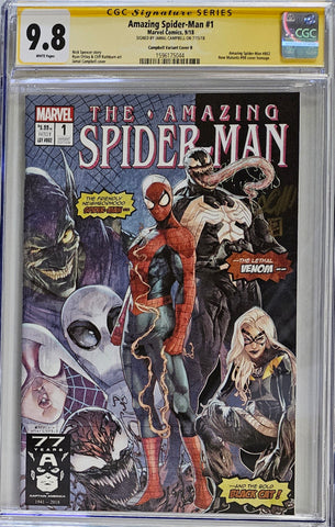 AMAZING SPIDER-MAN #1 - CAMPBELL NM #98 HOMAGE VARIANT B CGC 9.8 SIGNED