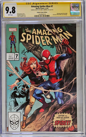 AMAZING SPIDER-MAN #7 - CAMPBELL X-MEN HOMAGE VARIANT CGC 9.8 SIGNED & GAMBIT SKETCH