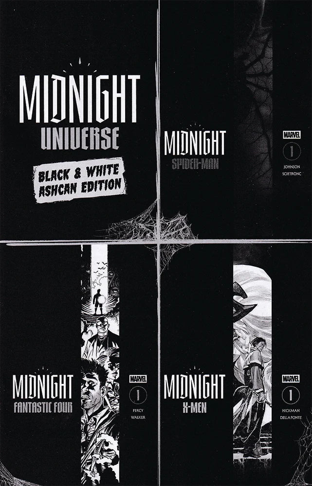 MARVEL MIDNIGHT SPIDER-MAN, X-MEN, FANTASTIC FOUR #1 COVER A SET + ASHCAN