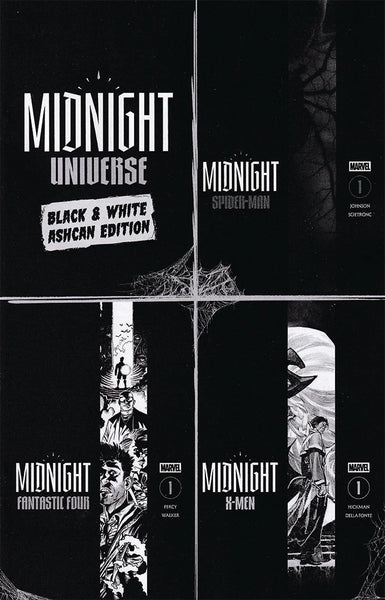 MARVEL MIDNIGHT SPIDER-MAN, X-MEN, FANTASTIC FOUR #1 COVER A SET + ASHCAN
