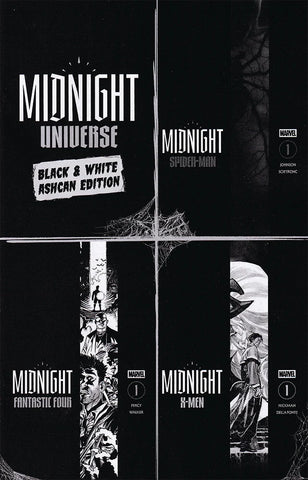 MARVEL MIDNIGHT SPIDER-MAN, X-MEN, FANTASTIC FOUR #1 COVER A SET + ASHCAN