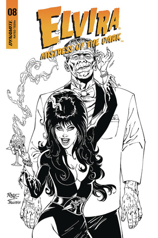 ELVIRA MISTRESS OF DARK #8 - 1:20 JOHN ROYLE B&W FRANKENSTEIN VARIANT