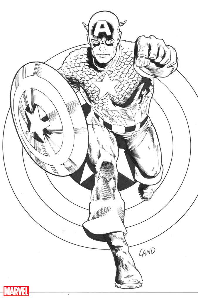 CAPTAIN AMERICA FINALE #1 - 1:50 GREG LAND VIRGIN BW VARIANT