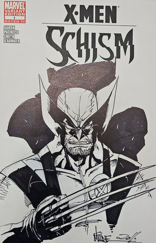 WOLVERINE SKETCH BY ALEX MILNE - ON X-MEN SCHISM #1 BLANK VARIANT COVER