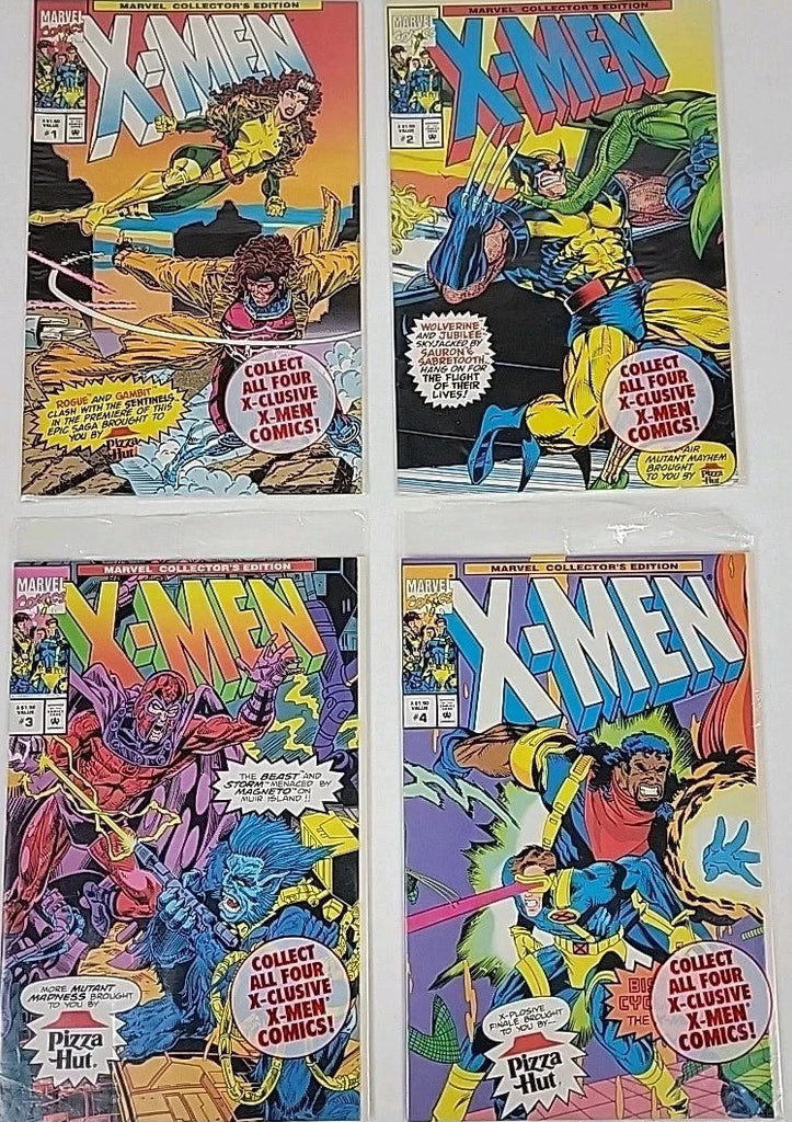 X-MEN 1993 PIZZA HUT PROMO COMIC LOT - 4 ISSUES - POLYBAGGED