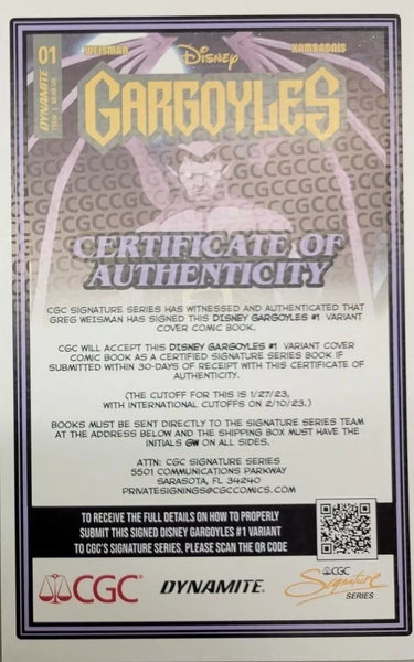 GARGOYLES #1 - 1:250 DREW MOSS VARIANT SIGNED BY GREG WEISMAN