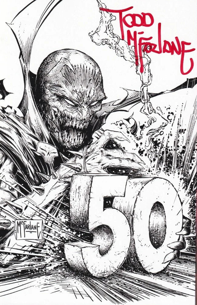KING SPAWN #50 - 1:250 B&W VARIANT SIGNED BY TODD McFARLANE w/ COA