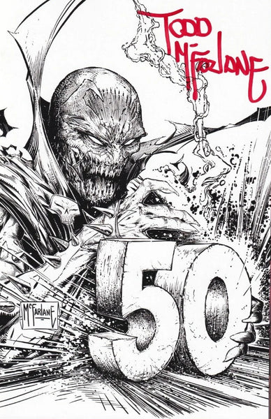 KING SPAWN #50 - 1:250 B&W VARIANT SIGNED BY TODD McFARLANE w/ COA