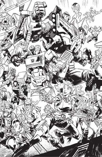 GI JOE TRANSFORMERS ENERGON UNIVERSE 4 CONNECTING B&W VARIANT COVER SET