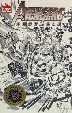 AVENGERS #1 BLANK VARIANT FLASH VS THOR KEN LASHLEY SKETCH