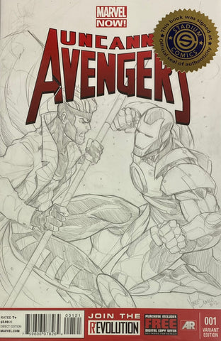 UNCANNY AVENGERS #1 BLANK VARIANT GAMBIT VS IRON MAN SKETCH